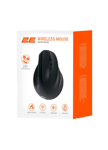 Мышь MF325 Silent, WL/BT, вертикальная, черный 2E (360395066)