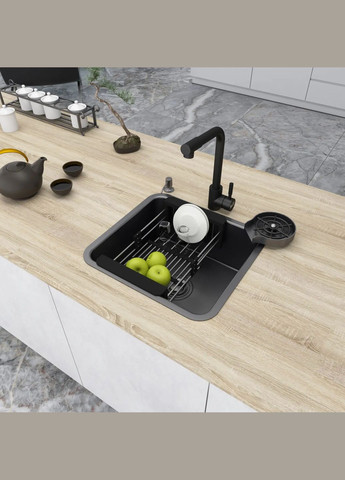 Комплект черной кухонной мойки и смесителя из нержавеющей стали NB-4643 Nett (368904225)