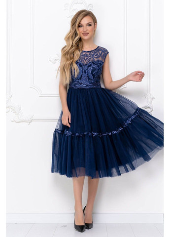 Синя святковий, коктейльна коктейльна сукня атлас гліттер 20065 синя Tanita-Romario