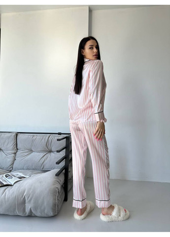 Рожева всесезон жіноча піжама | рожева сорочка + брюки Vital-Textile 1026