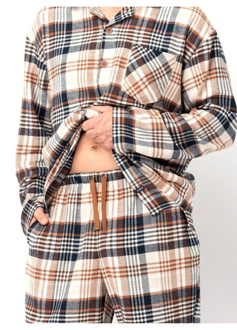 Фланелева чоловіча піжама в клітинку сорочка і штани MNS 443 Key (368304077)