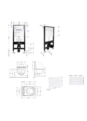 Готовое решение для ванной комнаты: подвесной унитаз Jay Rimless 520x360x320 + комплект инсталляции Standard (линейная кнопка Qtap QT07335176W51595 (400531122)