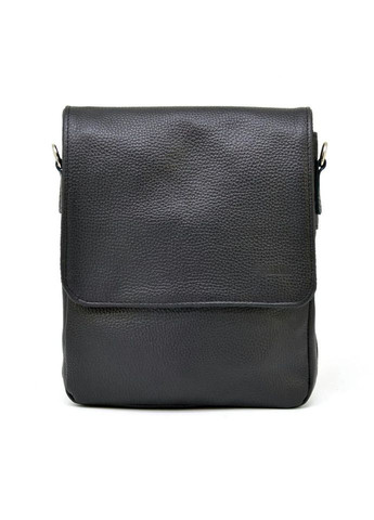 Мужская кожаная сумка через плечо на 2 отдела планшет из натуральной кожи черная 25*24*5 см TARWA (329150501)