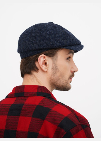 Кепка мужская восьмиклинка шерсть синяя с узором ёлка VECONS Восьмиклинка — додає об'єму та стильності (317971427)