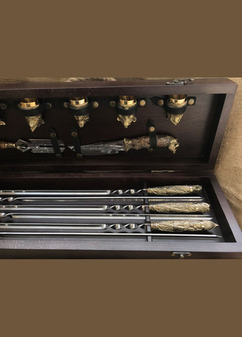 Набор шампуров с рюмками,вилкой и ножом Люкс 14 предметов 47330067 вес 9,8 кг NB Art (346532200)