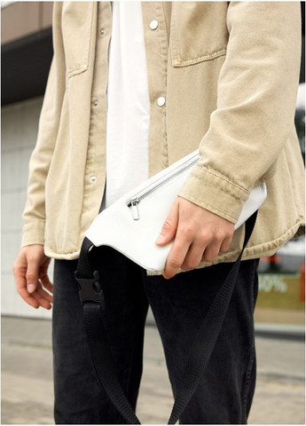 Сумка на пояс бананка Tirso MSHm біла c білою блискавкою (R-80119008m-VS) Sambag (302450282)