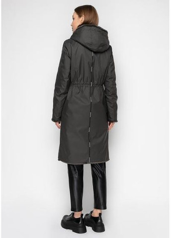 Пальто с капюшоном из экомеха 1062-1M-C Хаки Винтаж/ Хаки Винтаж SAM S Samange (367724738)