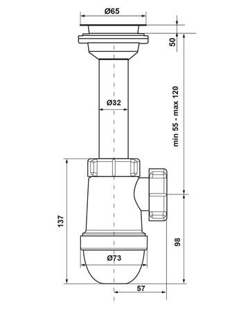 Сифон для мойки 1 1/4*40 с литым выпуском ST 12000043 Kronoplast 023204 (316464254)