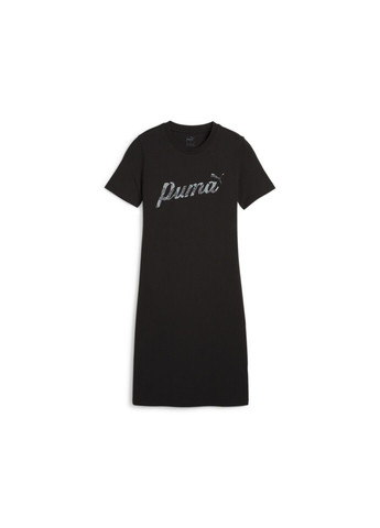 Черное спортивное платье ess+ blossom women's dress Puma однотонное