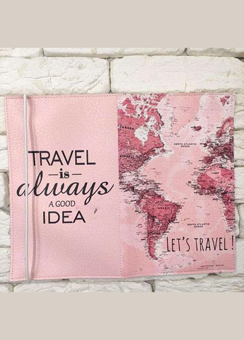 Тревел-кейс Карта (рожевий) екошкіра No Brand (299387945)