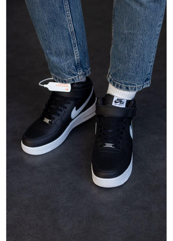Чорні Зимовий кросівки чоловічі nike air force 1 high black / white найк аір форс 1 преміум No Brand