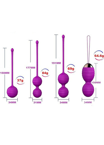 Вагінальні кулі (тренажер Кегеля) MELO фіолетового кольору з вібрацією та пультом ДУ YUNMAN (305074866)