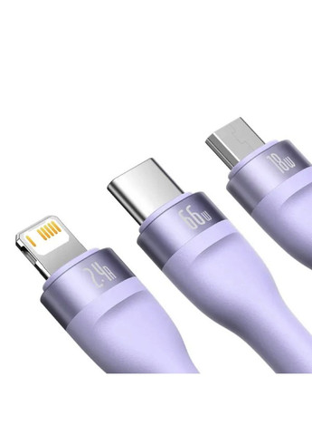 Кабель Flash Series Ⅱ Один-две-трех Fast Charging Data Cable USB M+L+C 66W 1.2m Purple Baseus (340279800)