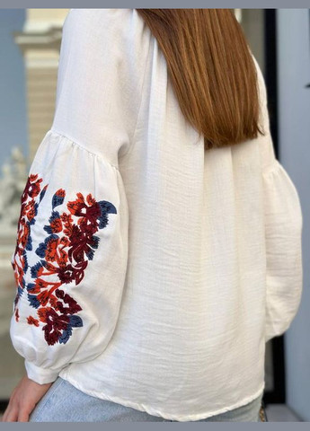 Біла вишита сорочка літня муслінова ESQ вільна (339672189)