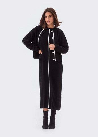 чёрный вязаный костюм с платьем-миди Dressa (304836487)