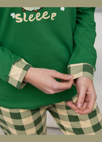 Зеленая всесезон пижама женская кофта со штанами трикотажная пингвин размер s, m, l, xl кофта + брюки Nicoletta Піжама