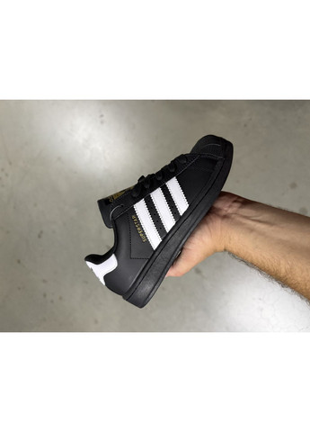 Черные демисезонные кроссовки мужские adidas superstar black адидас суперстар No Brand