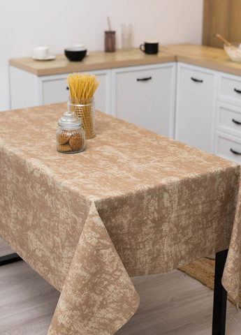 Скатерть с тефлоновым покрытием "Мрамор песочный" 2.4м х 1.5м + 8 салфеток Homedec - (318747170)