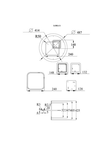 Керована світлодіодна люстра LORA S 80 Вт 480x65 мм Чорний ESLLSE (367831345)