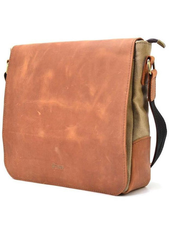 Сумка крос-боді через плече чоловіча для документів А4 з натуральної шкіри та текстилю середня Коричневий 36884 TARWA (353690189)