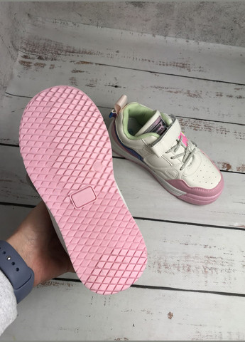 Цветные демисезонные кроссовки демисезонные детские для девочки розово-белый (1091) Bessky