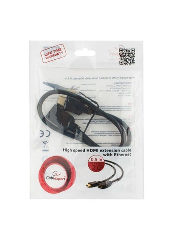 Кабель мультимедійний HDMI M to HDMI F 0.5m (CC-HDMI4X-0.5M) Cablexpert HDMI male to female 0.5m (268144912)