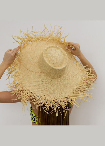 Широкополая летняя соломенная шляпа с посатаными полями и круглой тульей No Brand (293943122)