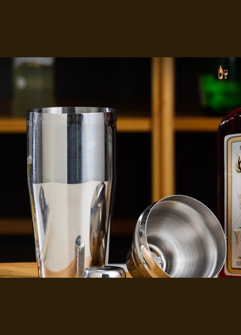 Набір для бару BAR для приготування коктейлів з дерев'яною підставкою 750 мл 10 предметів Сріблястий (C051210) B.A.R. (349843695)