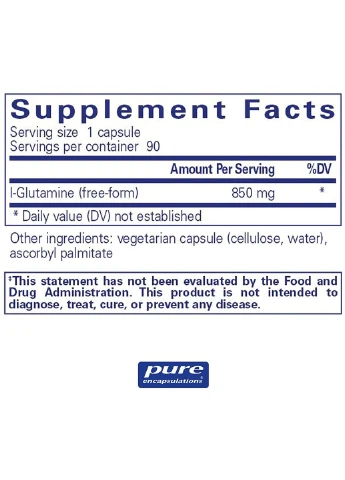 Аминокислота L-глутамин L-Glutamine 850 мг 90 капс Pure Encapsulations (359473585)
