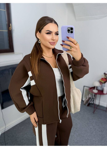 Костюм спортивний ОВЕРСАЙЗ з якісним накатом,тринитка на флісі,штани та кофта на блискавці Україна (365574383)