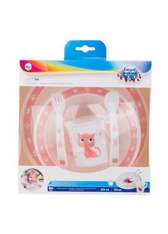 Набір дитячого посуду (4/401_pin) Canpol Babies Cute Animals Котик Рожевий 5 предметів (366070591)