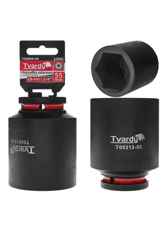 Головка ударна "Tvardy" з хром-молібденової сталі (Cr-Mo) 3/4" 6-гранна довга 55 мм Geko (355263141)