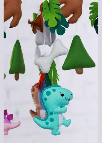 Дитячий музичний мобіль на ліжечко WooolyWool «Веселі динозаврики» з 35 мелодіями No Brand (342757904)