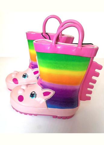 Розовые сапоги резиновын с единорогом KKomforme