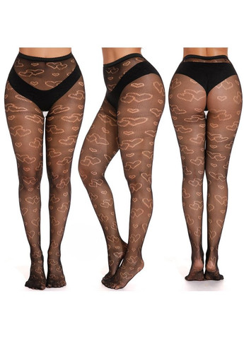 Колготки в сетку сердечка для женщин one size черный Jannet Колготки (361893442)