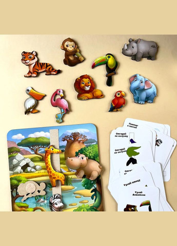 Деревянная настольная игра "Повтори по схеме - Африка" (ПСД178) PSD178 на липучках No Brand (313286356)