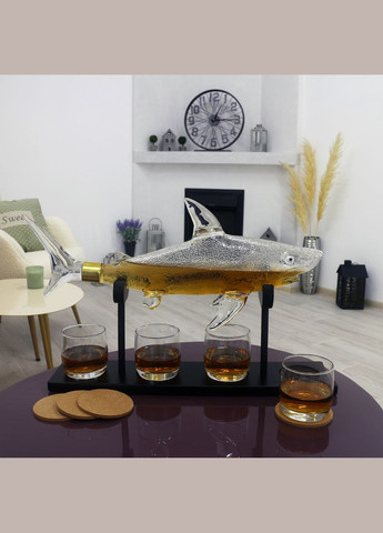 Декантер "Акула бизнеса" набор графин и 2 стакана для виски (GP241208) Гранд Презент (302254514)