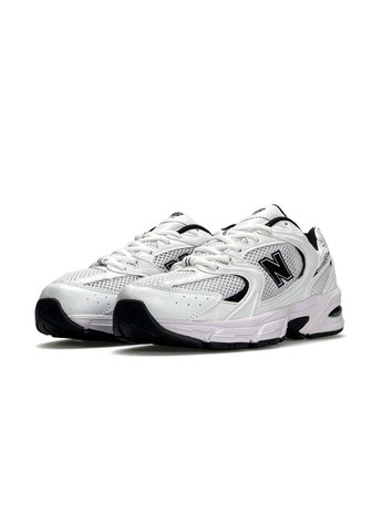Белые демисезонные кроссовки мужские new balance white black No Brand 530 Premium