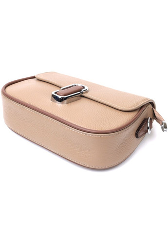 Жіноча напівкругла сумка з цікавим магнітом-засувкою з натуральної шкіри бежева 22440 Vintage (329196682)