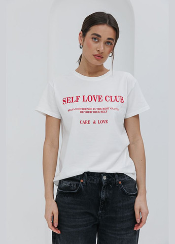 Женская футболка с принтом Self love club молочная Arjen - (294906875)