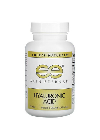 Препарат для суглобів та зв'язок Skin Eternal Hyaluronic Acid, 60 таблеток Source Naturals (293342839)