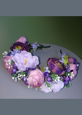 Віночок український фіолетово-бузковий квіткова корона+подарунок No Brand (342384783)