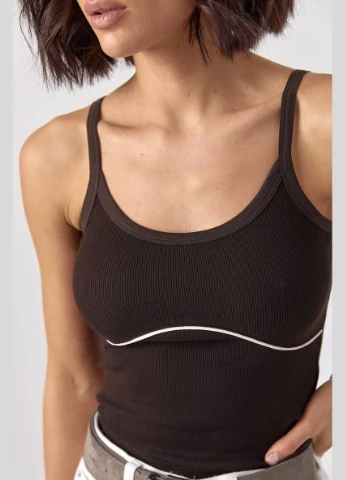 Майка в рубчик з контрастною вставкою під грудьми Lurex — 327088223