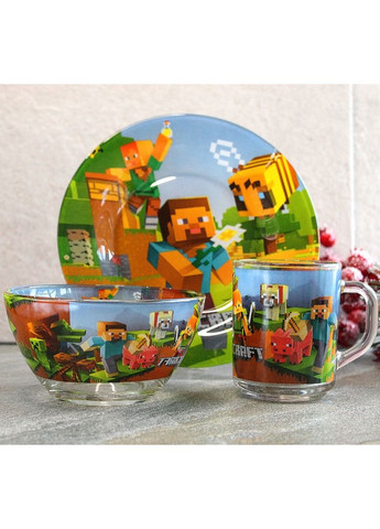 Набір посуду для дітей 3 предмета Minecraft (Майнкрафт) (A9551) No Brand (370673887)