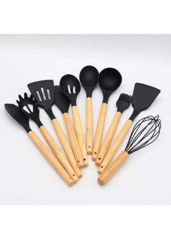 Настольный комплект кухонных принадлежностей с подставкой разделочной доской 19 предметов (480890-Prob) Черный Unbranded (347067435)