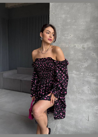 Чорна повсякденний, коктейльна жіноча сукня міді-квітковий принт бебі долл Україна троянди