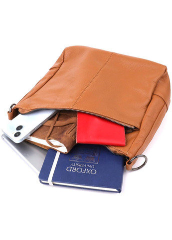 Сумка крос-боді на плече з натуральної шкіри середня жіноча Коричневий 40317 Vintage (361970392)