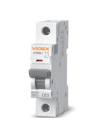 Автоматичний вимикач RS6 1п 63А С 6кА RESIST (VFRS6-AV1C63) Videx (282312865)
