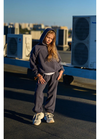 Темно-сірий флісовий костюм для дівчаток / підлітків No Brand