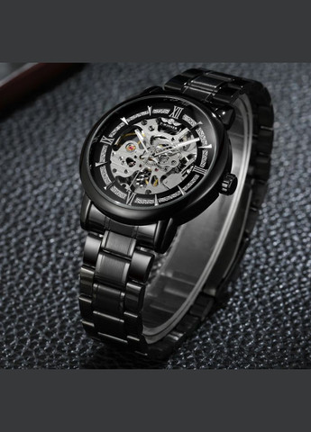 Чоловічий механічний годинник Skeleton з відкритим механізмом Чорний Winner (334729445)